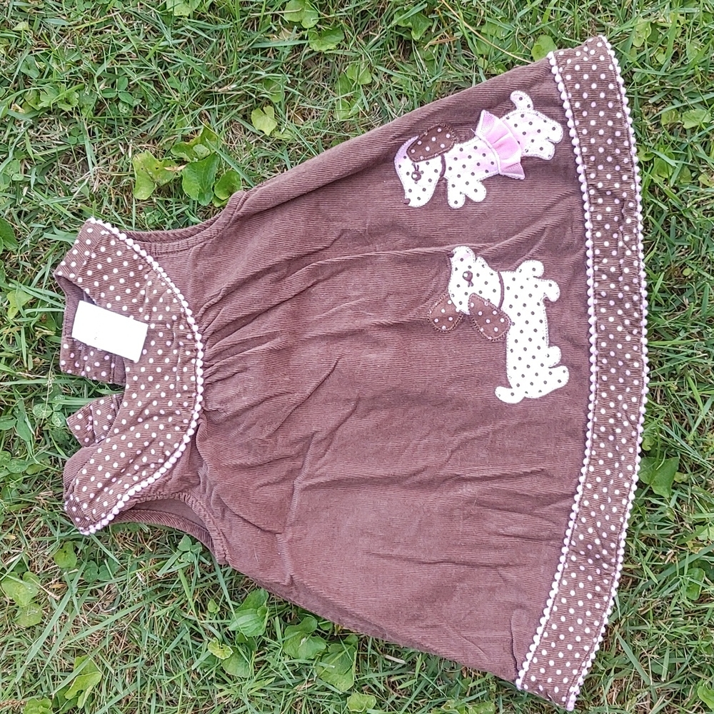 Gymboree jumper with puppies and polka dots
